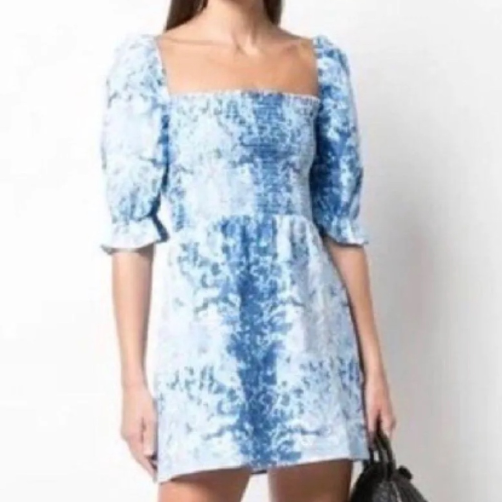 Reformation Linen Dress Blue Tie Dye